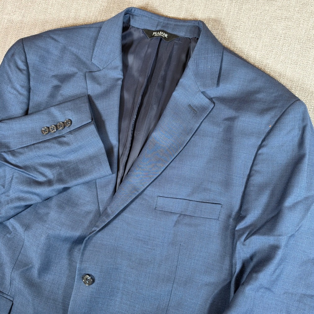 Jos. A. Bank Blazer Mens 50R Blue Traveler 100% Wool 2-Button Sport Coat